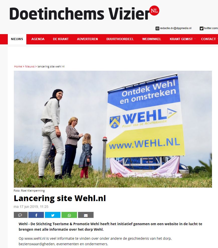 Diverse media geven aandacht aan de lancering van www.wehl.nl